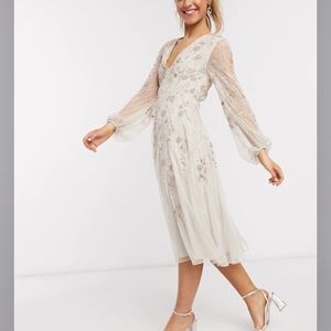 ASOS- Delicate Floral Embellished Midi Dress